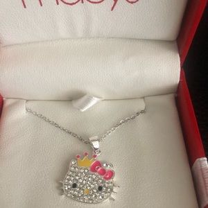 Hello Kitty 18” Sterling Silver Rhinestone Necklace. New in Box!!! Cute!!!